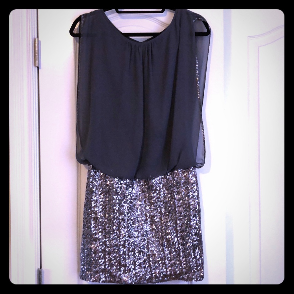 Aqua Gray Sequin Dress